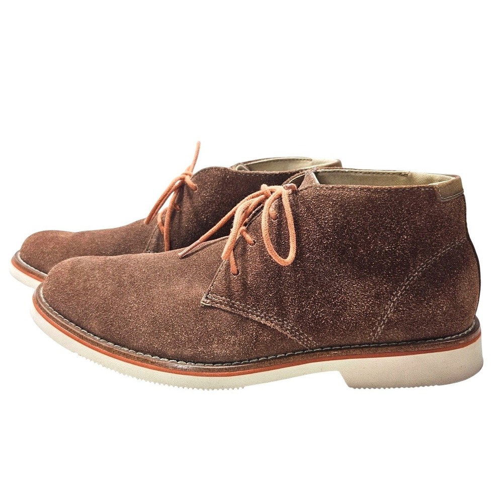 GH Bass Co Brown Suede Chukka Boots Orange Laces Gingham Lining Desert Shoes